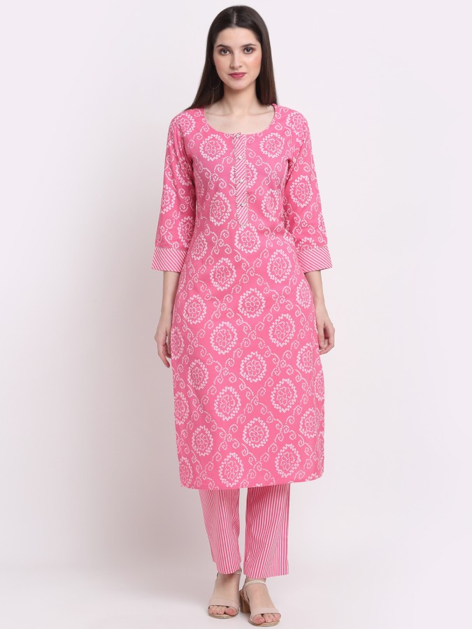 Women rayon Bhandhani Print Suit Set
