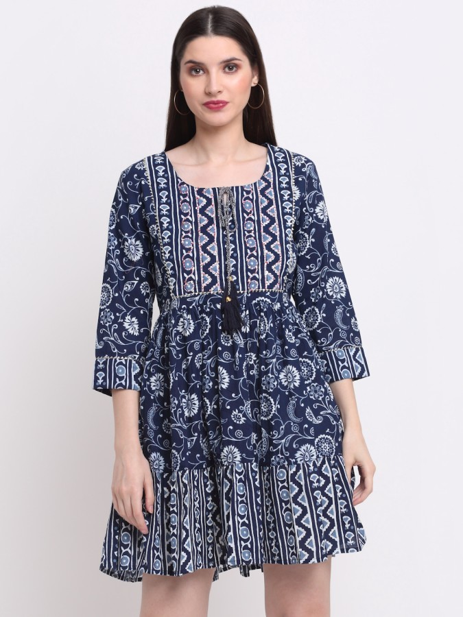 Myaza Women Cotton Floral Printed Tunic